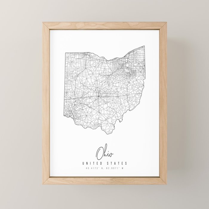 Ohio Minimal Street Map Mini Art Print Gallery Image 1