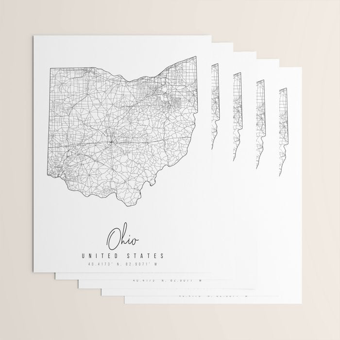 Ohio Minimal Street Map Wrapping Paper Gallery Image 3