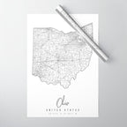 Ohio Minimal Street Map Wrapping Paper Gallery Image 1