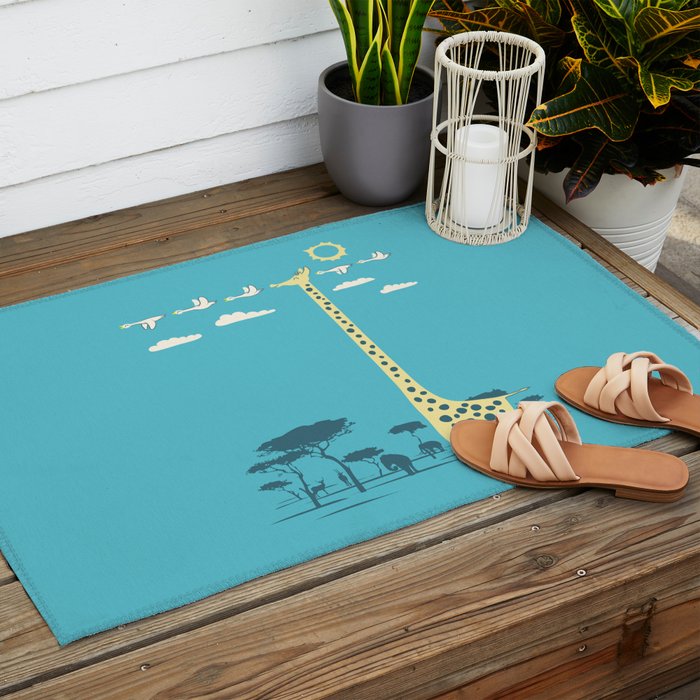 I'm like a bird (blue) Outdoor Rug Gallery Image 2