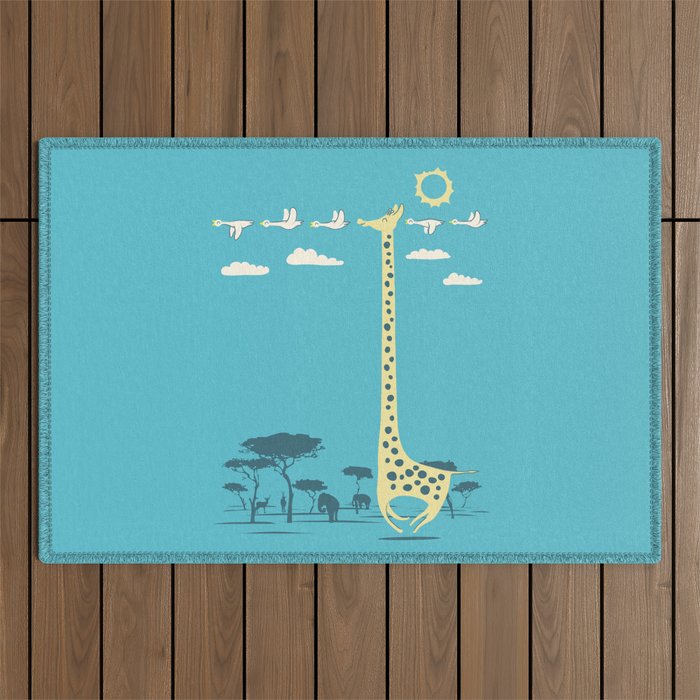 I'm like a bird (blue) Outdoor Rug Gallery Image 1