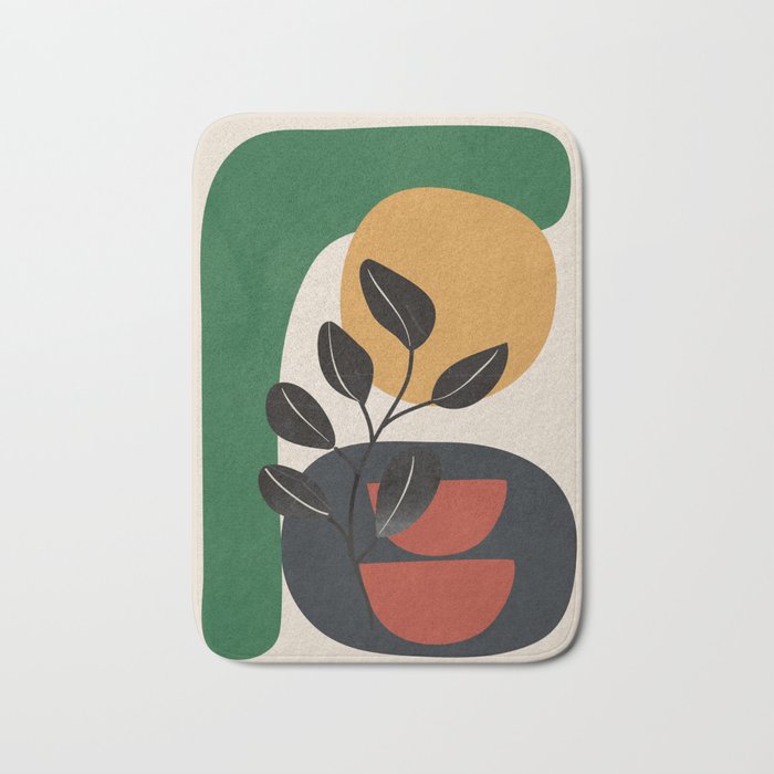 Modern Abstract Minimal Shapes Branches Art 6 Bath Mat Gallery Image 1