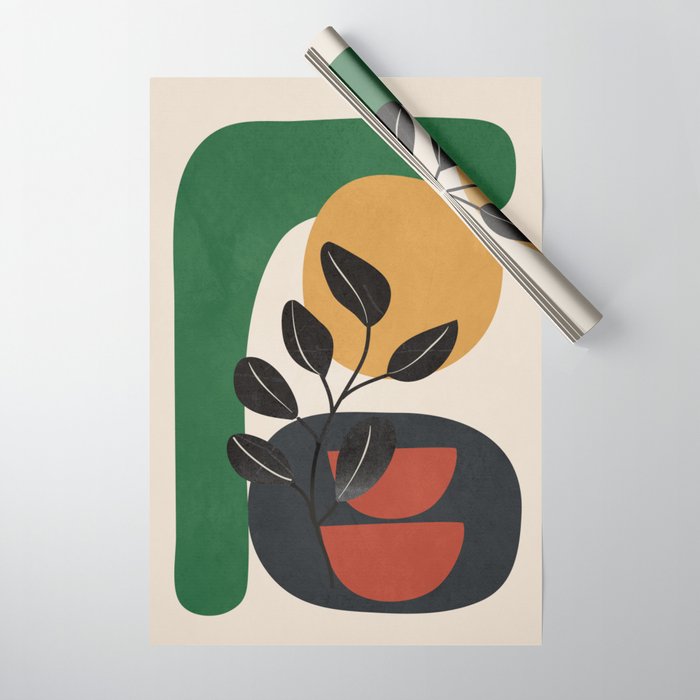 Modern Abstract Minimal Shapes Branches Art 6 Wrapping Paper Gallery Image 1