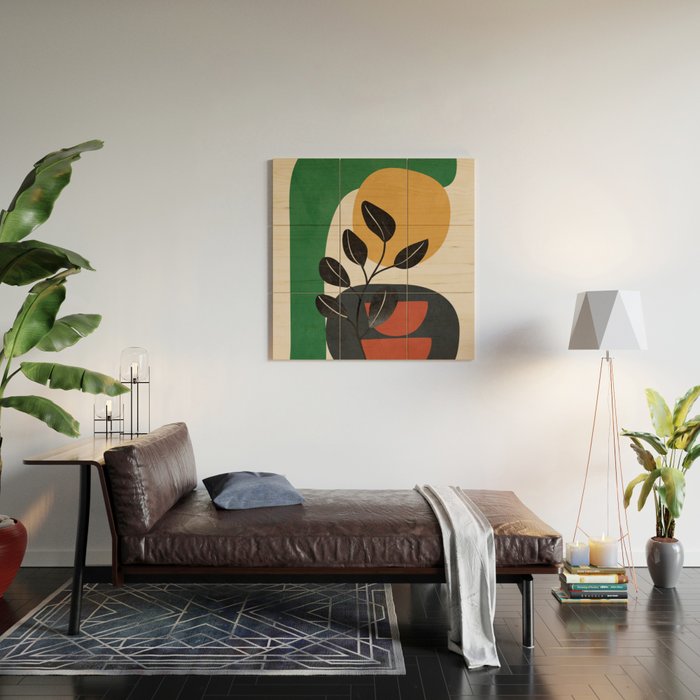 Modern Abstract Minimal Shapes Branches Art 6 Wood Wall Art Gallery Image 2