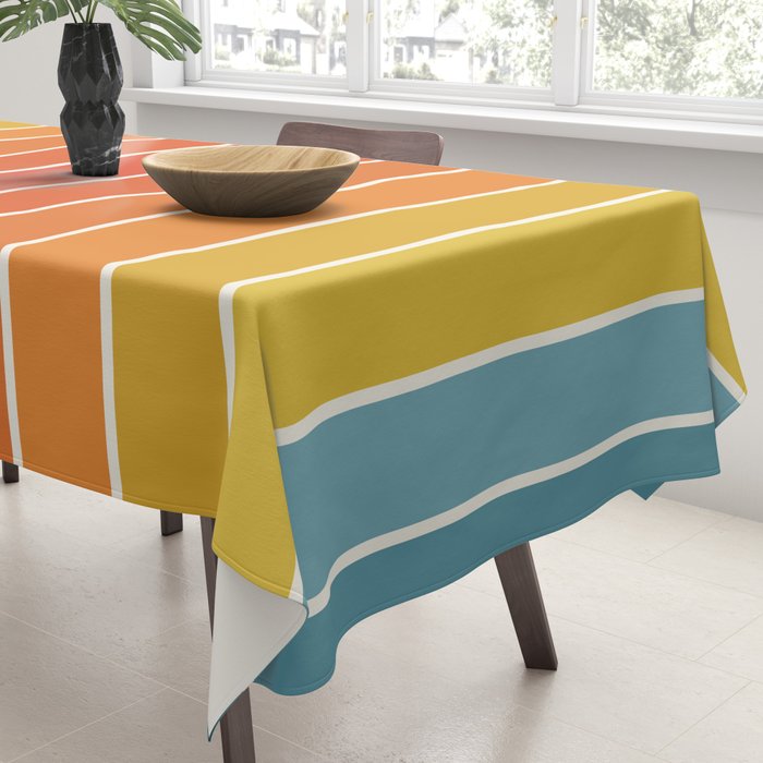 Gradient Arch X Bright Rainbow Mid Century Modern Rainbow Tablecloth Gallery Image 3