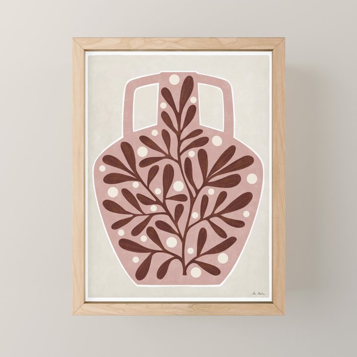 Vase and leaves Mini Art Print Gallery Image 1