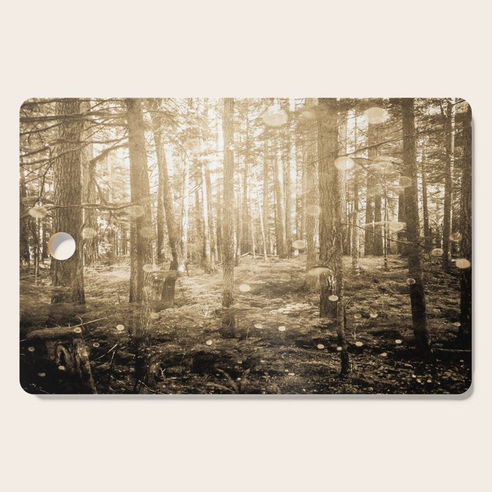 Vintage Sepia Fairy Forest Cutting Board Gallery Image 1