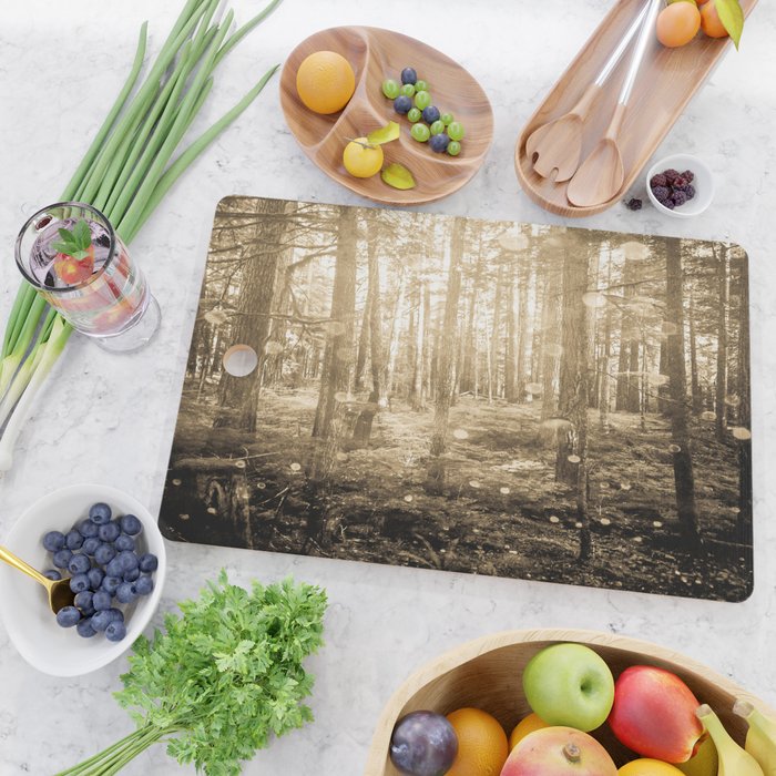 Vintage Sepia Fairy Forest Cutting Board Gallery Image 2