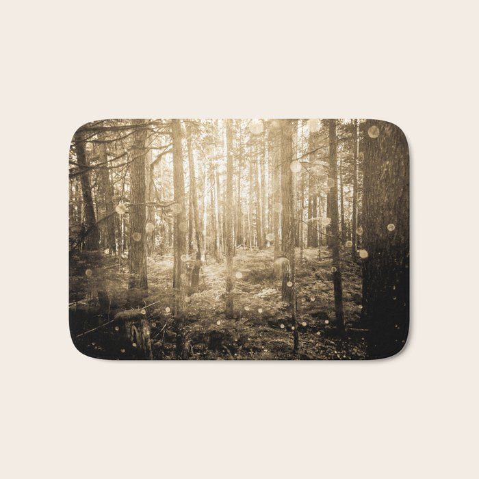 Vintage Sepia Fairy Forest Bath Mat Gallery Image 1