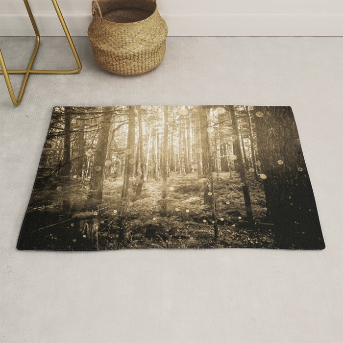 Vintage Sepia Fairy Forest Rug Gallery Image 1