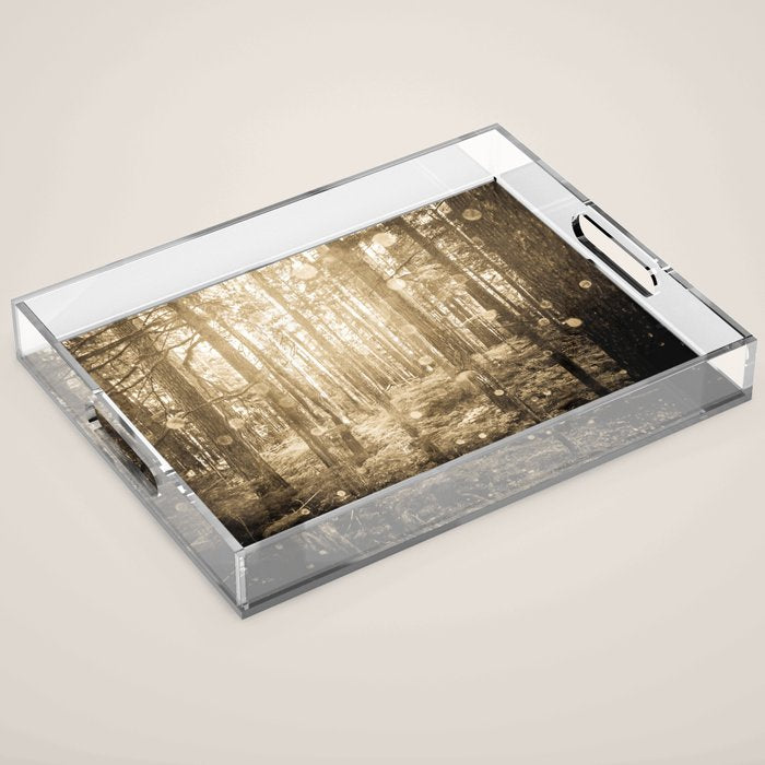 Vintage Sepia Fairy Forest Acrylic Tray Gallery Image 1