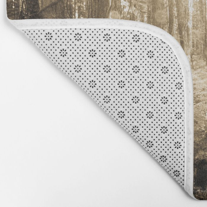 Vintage Sepia Fairy Forest Bath Mat Gallery Image 2