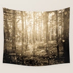 Vintage Sepia Fairy Forest Wall Tapestry Gallery Image 4
