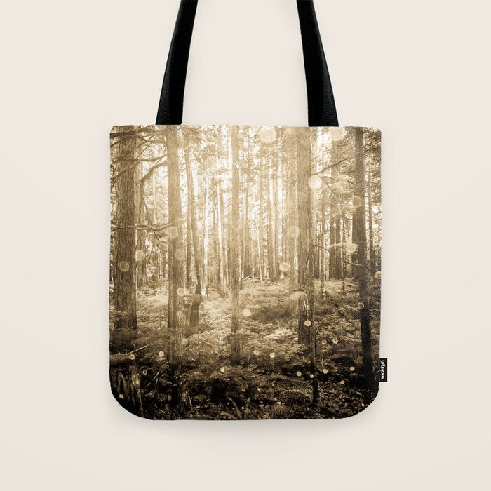 Vintage Sepia Fairy Forest Tote Bag Gallery Image 1