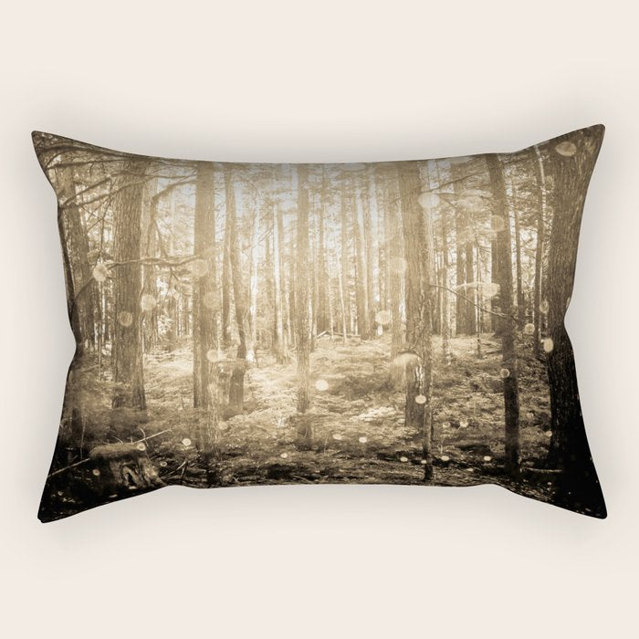Vintage Sepia Fairy Forest Rectangular Pillow Gallery Image 2