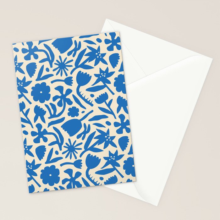 Blue flower nature art pattern Stationery Card Gallery Image 2