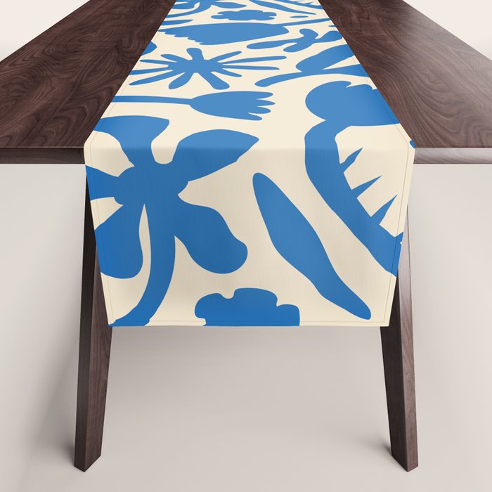 Blue flower nature art pattern Table Runner Gallery Image 1