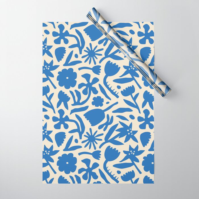 Blue flower nature art pattern Wrapping Paper Gallery Image 1