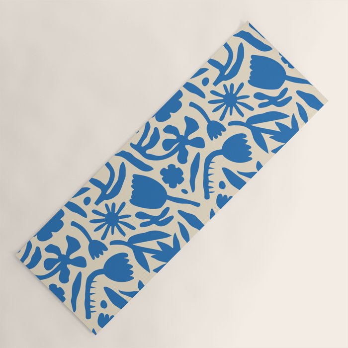 Blue flower nature art pattern Yoga Mat Gallery Image 1