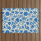 Blue flower nature art pattern Outdoor Rug Gallery Image 1