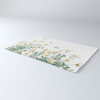 white margaret daisy horizontal watercolor painting Rug Gallery Image 3