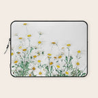 white margaret daisy horizontal watercolor painting Laptop Sleeve Gallery Image 1
