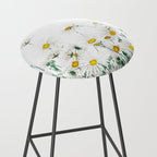 white margaret daisy horizontal watercolor painting Stool Gallery Image 2