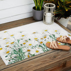 white margaret daisy horizontal watercolor painting Outdoor Rug Gallery Image 2
