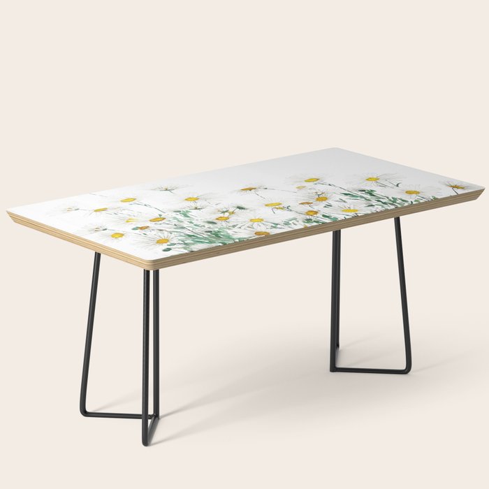 white margaret daisy horizontal watercolor painting Coffee Table Gallery Image 1
