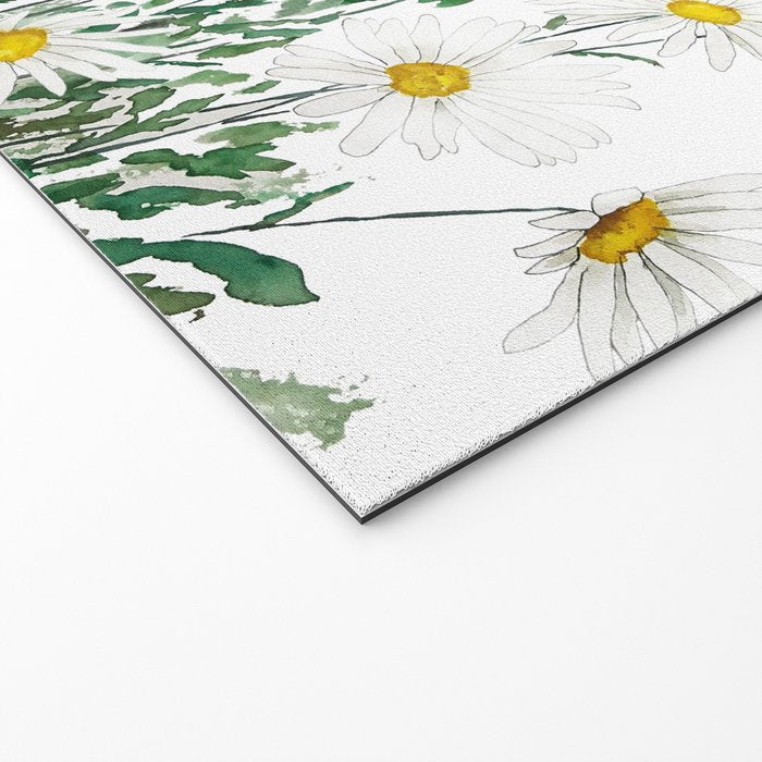 white margaret daisy horizontal watercolor painting Welcome Mat Gallery Image 2