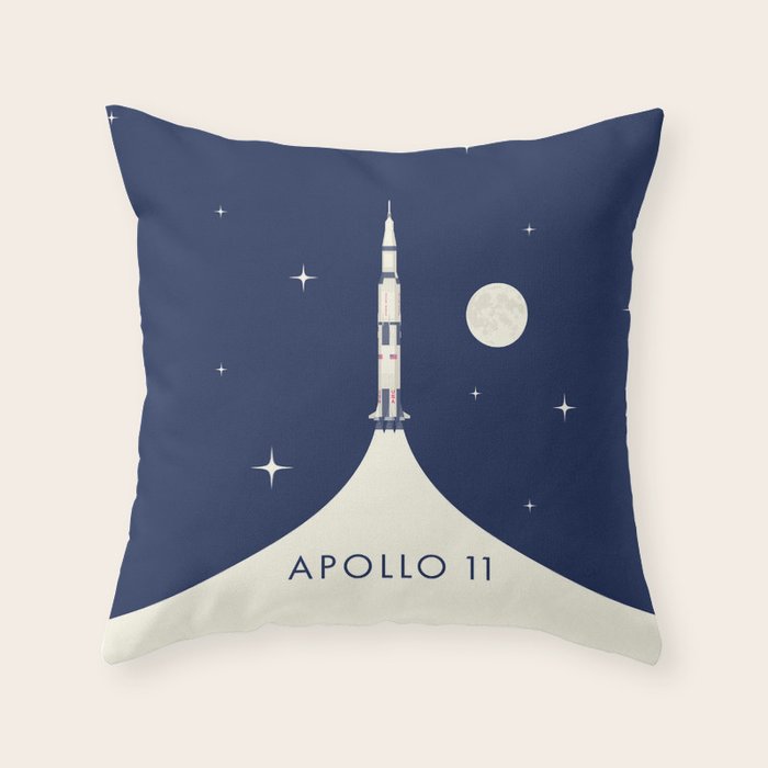 Apollo 11 Space - Saturn Rocket B Throw Pillow Gallery Image 1