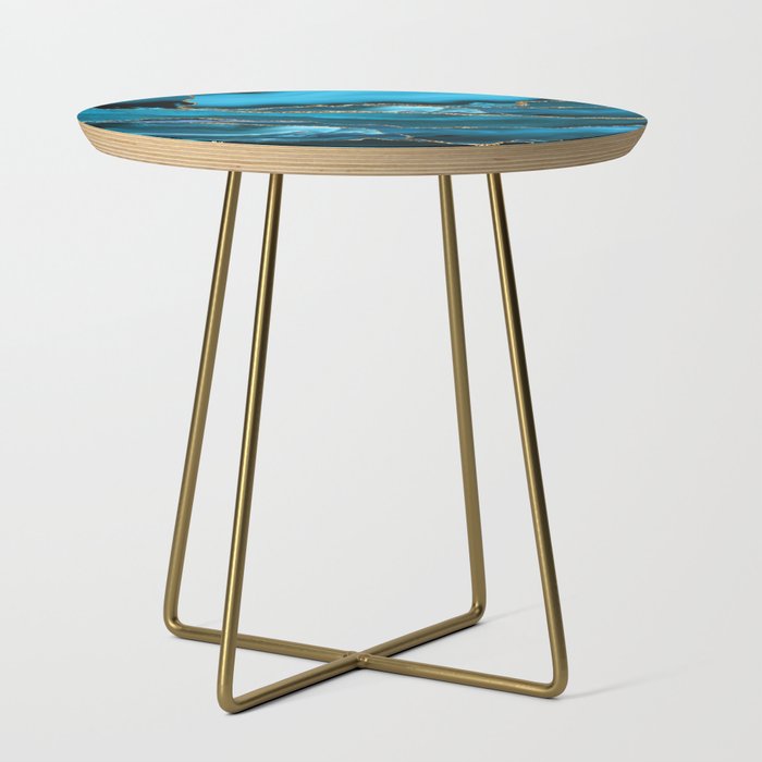 Abstract  Iceblue  And Gold Emerald Marble Landscape  Side Table Gallery Image 1