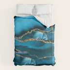 Abstract  Iceblue  And Gold Emerald Marble Landscape  Duvet Cover Gallery Image 6