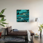 Abstract  Iceblue  And Gold Emerald Marble Landscape  Wood Wall Art Gallery Image 2