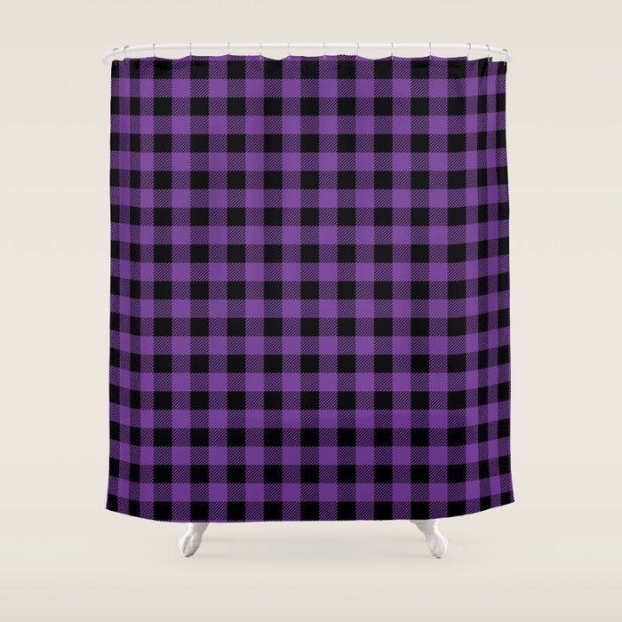 Plaid (purple/black) Shower Curtain Gallery Image 1
