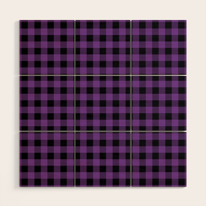 Plaid (purple/black) Wood Wall Art Gallery Image 1