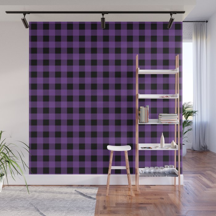 Plaid (purple/black) Wall Mural Gallery Image 1