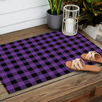 Plaid (purple/black) Outdoor Rug Gallery Image 2