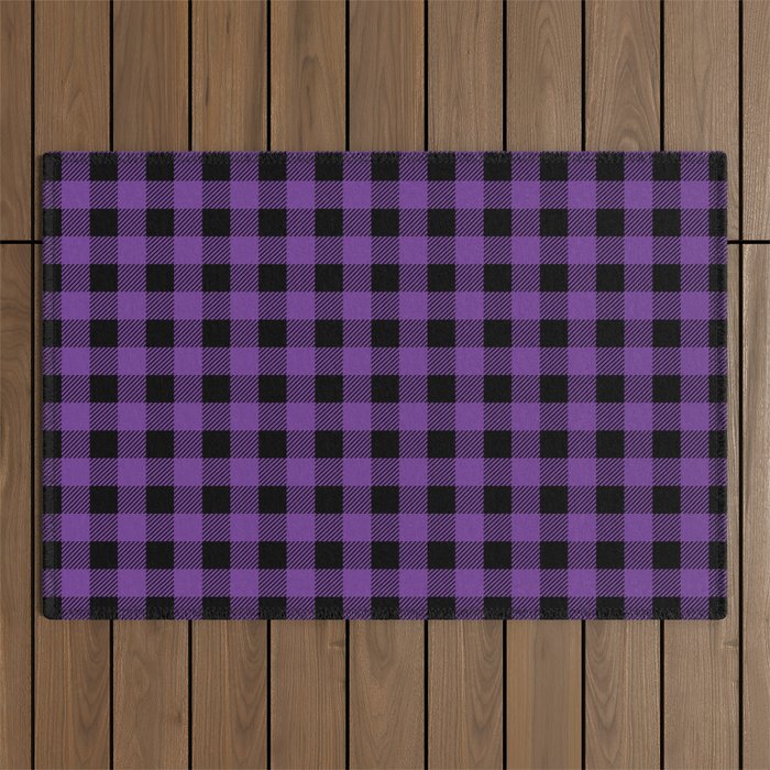 Plaid (purple/black) Outdoor Rug Gallery Image 1