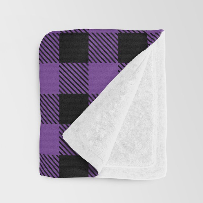 Plaid (purple/black) Throw Blanket Gallery Image 3