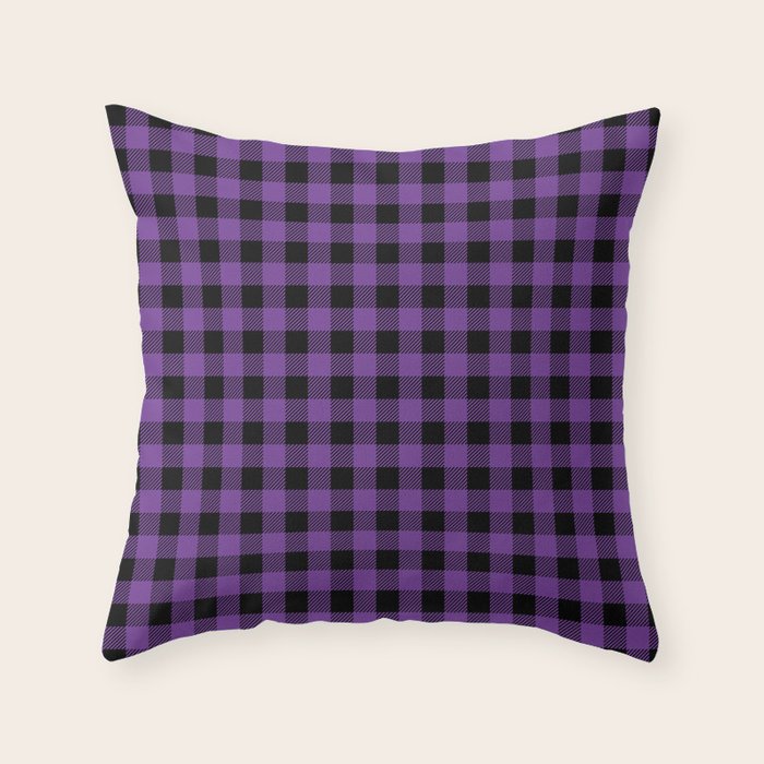 Plaid (purple/black) Throw Pillow Gallery Image 6