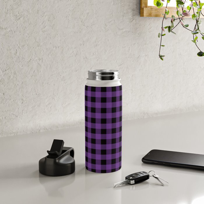 Plaid (purple/black) Water Bottle Gallery Image 4