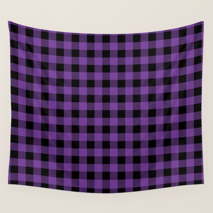 Plaid (purple/black) Wall Tapestry Gallery Image 4