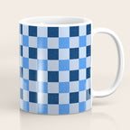 French Ocean Blue Checks Pattern Coffee Mug Gallery Image 1