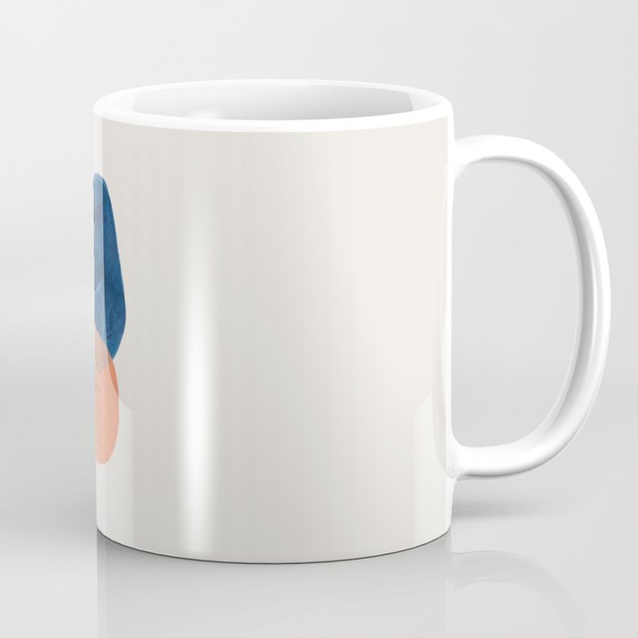 'Twins' Minimalist Modern Mid Century Colorful Navy Blue Tan Shapes by Ejaaz Haniff Coffee Mug Gallery Image 1