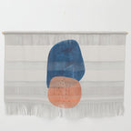'Twins' Minimalist Modern Mid Century Colorful Navy Blue Tan Shapes by Ejaaz Haniff Wall Hanging Gallery Image 1