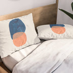 'Twins' Minimalist Modern Mid Century Colorful Navy Blue Tan Shapes by Ejaaz Haniff Pillow Sham Gallery Image 2