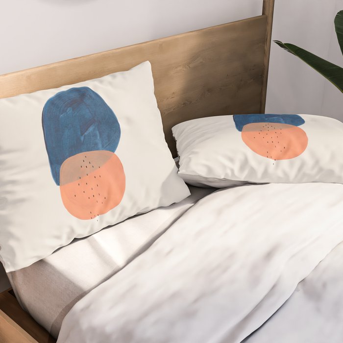 'Twins' Minimalist Modern Mid Century Colorful Navy Blue Tan Shapes by Ejaaz Haniff Pillow Sham Gallery Image 2