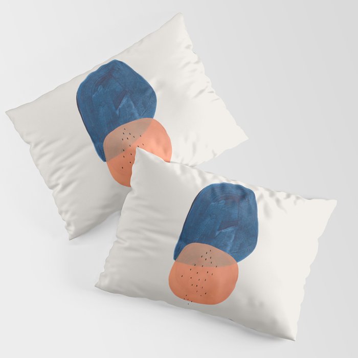 'Twins' Minimalist Modern Mid Century Colorful Navy Blue Tan Shapes by Ejaaz Haniff Pillow Sham Gallery Image 1