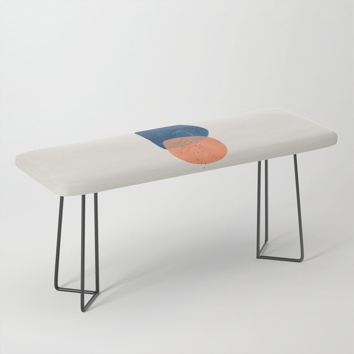 'Twins' Minimalist Modern Mid Century Colorful Navy Blue Tan Shapes by Ejaaz Haniff Bench Gallery Image 1